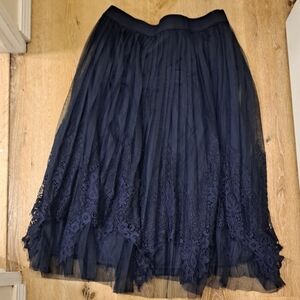 Ultra Pink Navy Lace A-Line Skirt